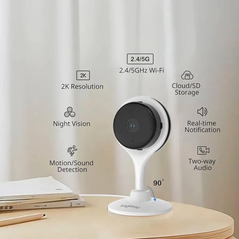 BoyKeep K10 2K Indoor Security Camera 2.4GHz /5G Wi-Fi Camera